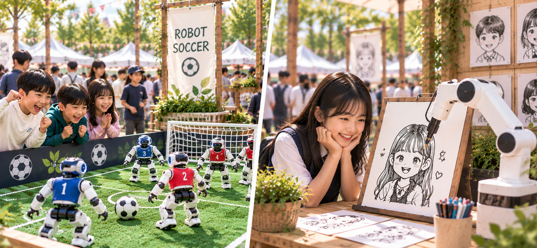 Robot Soccer Game and Robot Drawing